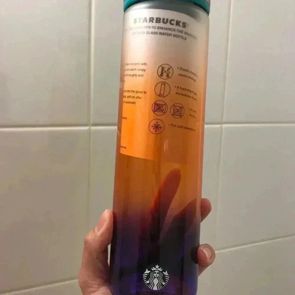 New Starbucks Sunset Ombre Glass Water Bottle - Picture 1 of 4
